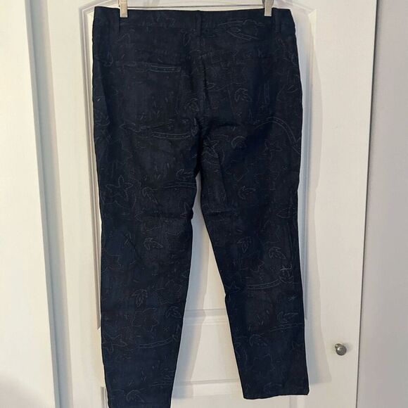 Talbots Heritage Slim Ankle Dark Wash Leaf Patterned Jeans 16W - Picture 3 of 4